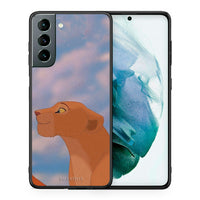 Thumbnail for Θήκη Αγίου Βαλεντίνου Samsung S21 Lion Love 2 από τη Smartfits με σχέδιο στο πίσω μέρος και μαύρο περίβλημα | Samsung S21 Lion Love 2 case with colorful back and black bezels