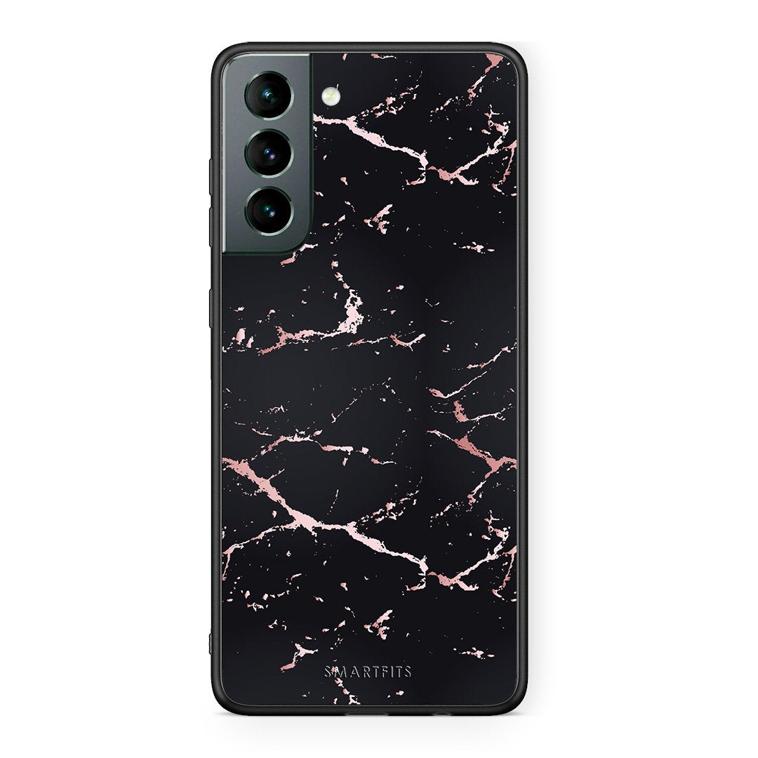 4 - Samsung S21 Black Rosegold Marble case, cover, bumper
