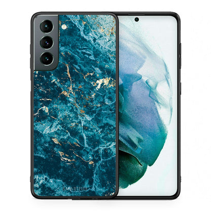 Θήκη Samsung S21 Marble Blue από τη Smartfits με σχέδιο στο πίσω μέρος και μαύρο περίβλημα | Samsung S21 Marble Blue case with colorful back and black bezels