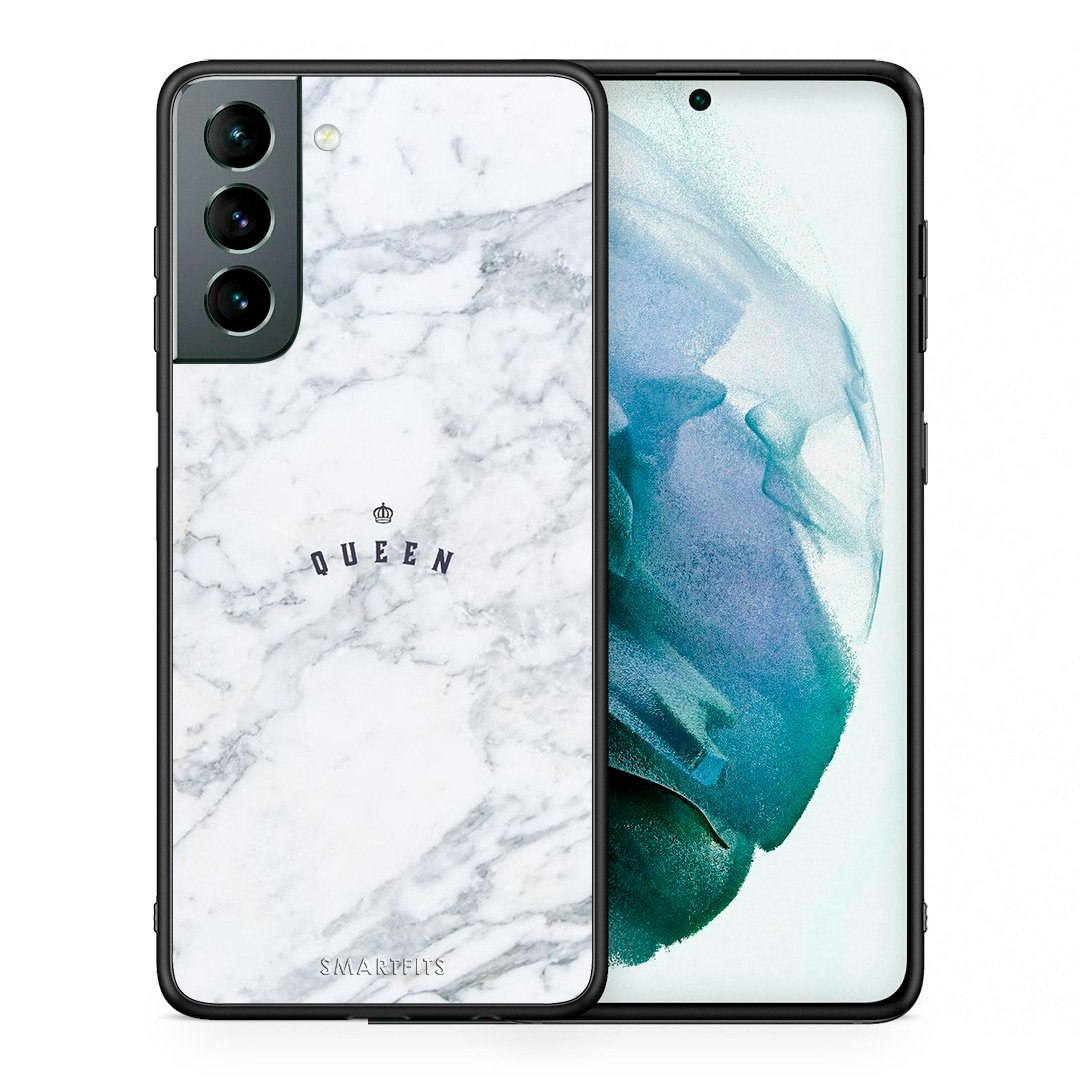 Θήκη Samsung S21 Queen Marble από τη Smartfits με σχέδιο στο πίσω μέρος και μαύρο περίβλημα | Samsung S21 Queen Marble case with colorful back and black bezels