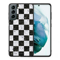 Thumbnail for Θήκη Samsung S21 Square Geometric Marble από τη Smartfits με σχέδιο στο πίσω μέρος και μαύρο περίβλημα | Samsung S21 Square Geometric Marble case with colorful back and black bezels