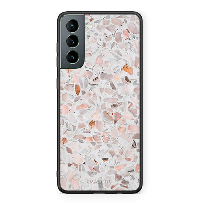 Samsung S21 Marble Terrazzo θήκη από τη Smartfits με σχέδιο στο πίσω μέρος και μαύρο περίβλημα | Smartphone case with colorful back and black bezels by Smartfits