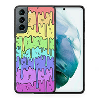 Thumbnail for Θήκη Samsung S21 Melting Rainbow από τη Smartfits με σχέδιο στο πίσω μέρος και μαύρο περίβλημα | Samsung S21 Melting Rainbow case with colorful back and black bezels