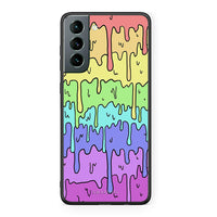 Thumbnail for Samsung S21 Melting Rainbow θήκη από τη Smartfits με σχέδιο στο πίσω μέρος και μαύρο περίβλημα | Smartphone case with colorful back and black bezels by Smartfits