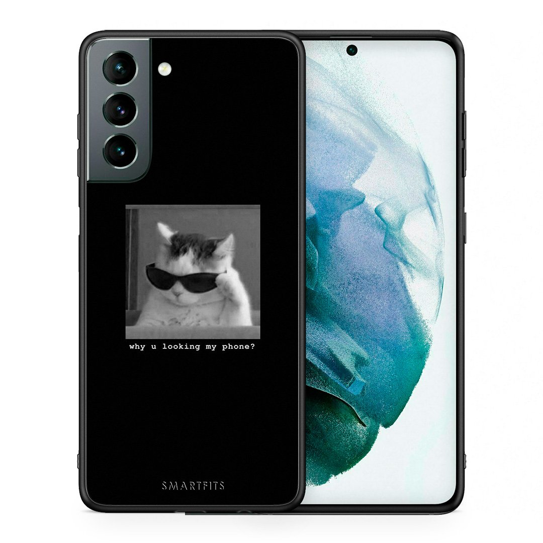 Θήκη Samsung S21 Meme Cat από τη Smartfits με σχέδιο στο πίσω μέρος και μαύρο περίβλημα | Samsung S21 Meme Cat case with colorful back and black bezels