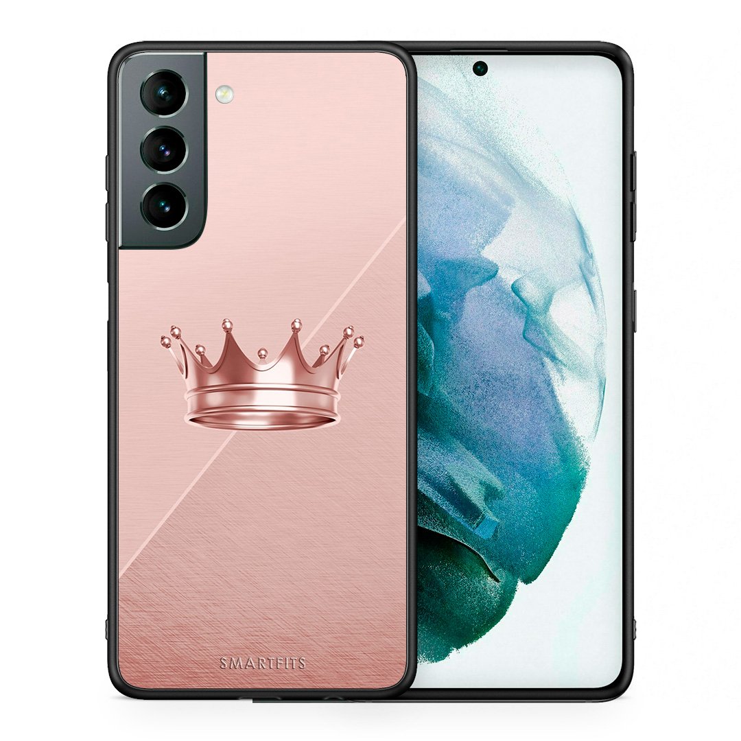 Θήκη Samsung S21 Crown Minimal από τη Smartfits με σχέδιο στο πίσω μέρος και μαύρο περίβλημα | Samsung S21 Crown Minimal case with colorful back and black bezels