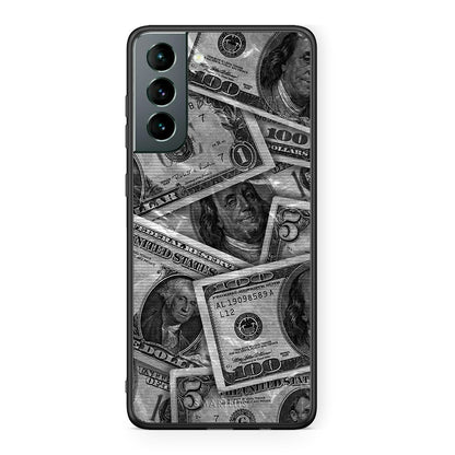 Samsung S21 Money Dollars θήκη από τη Smartfits με σχέδιο στο πίσω μέρος και μαύρο περίβλημα | Smartphone case with colorful back and black bezels by Smartfits