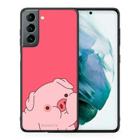Thumbnail for Θήκη Αγίου Βαλεντίνου Samsung S21 Pig Love 1 από τη Smartfits με σχέδιο στο πίσω μέρος και μαύρο περίβλημα | Samsung S21 Pig Love 1 case with colorful back and black bezels