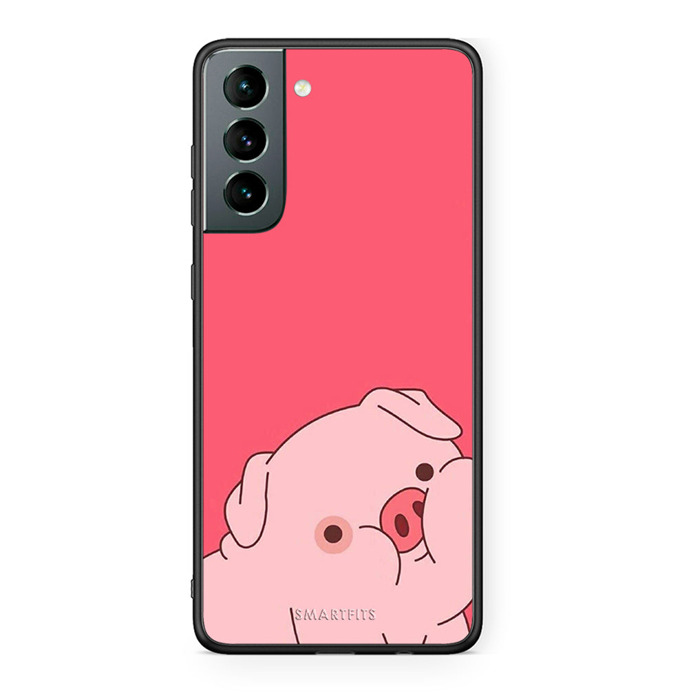 Samsung S21 Pig Love 1 Θήκη Αγίου Βαλεντίνου από τη Smartfits με σχέδιο στο πίσω μέρος και μαύρο περίβλημα | Smartphone case with colorful back and black bezels by Smartfits