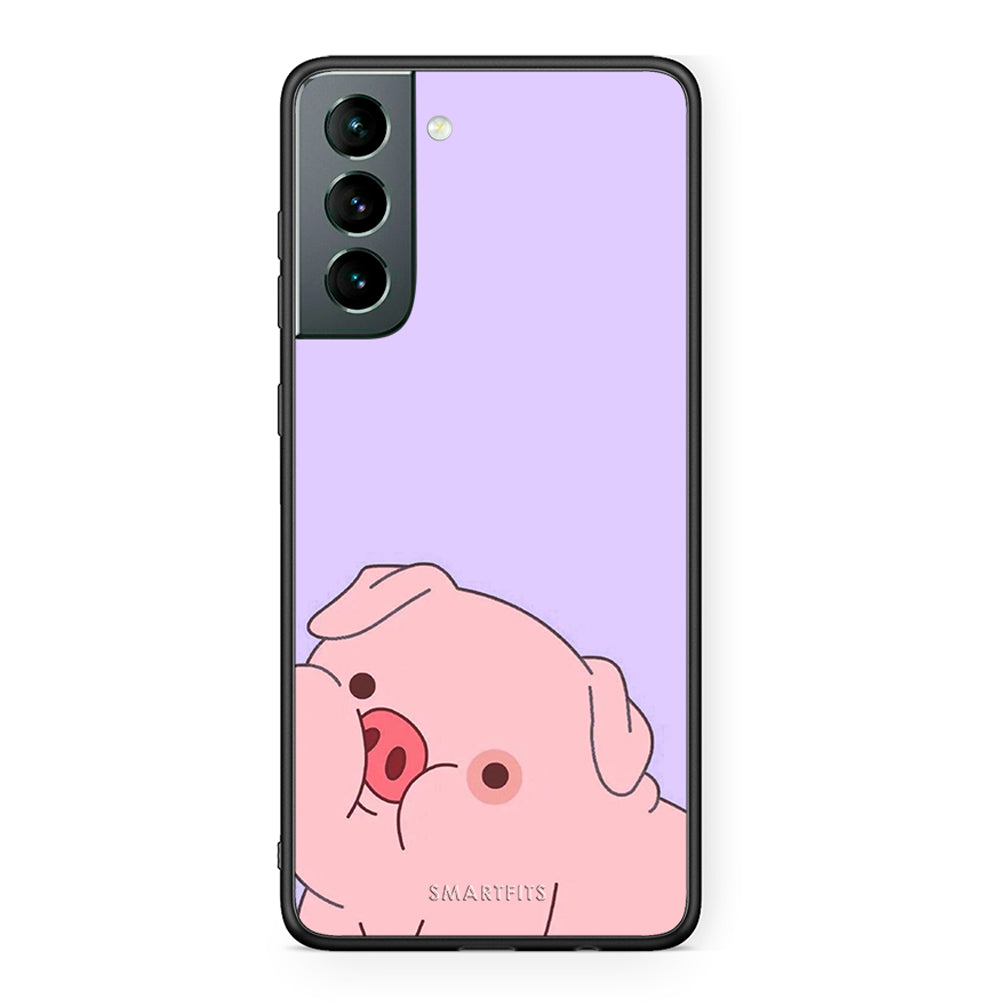 Samsung S21 Pig Love 2 Θήκη Αγίου Βαλεντίνου από τη Smartfits με σχέδιο στο πίσω μέρος και μαύρο περίβλημα | Smartphone case with colorful back and black bezels by Smartfits
