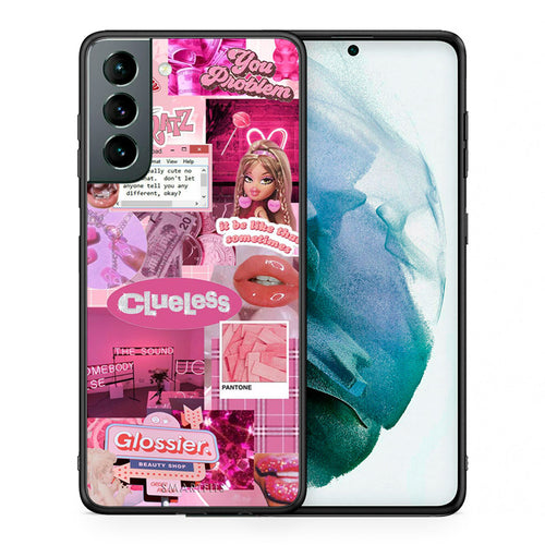 Θήκη Αγίου Βαλεντίνου Samsung S21 Pink Love από τη Smartfits με σχέδιο στο πίσω μέρος και μαύρο περίβλημα | Samsung S21 Pink Love case with colorful back and black bezels