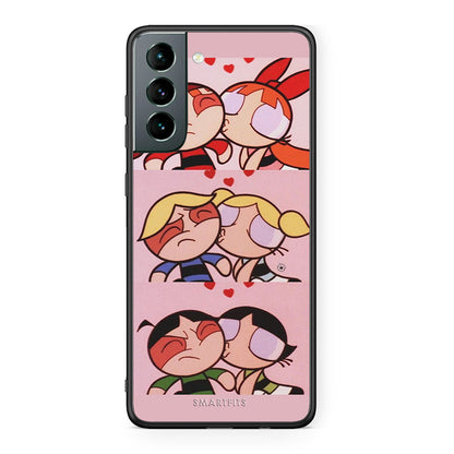 Samsung S21 Puff Love Θήκη Αγίου Βαλεντίνου από τη Smartfits με σχέδιο στο πίσω μέρος και μαύρο περίβλημα | Smartphone case with colorful back and black bezels by Smartfits