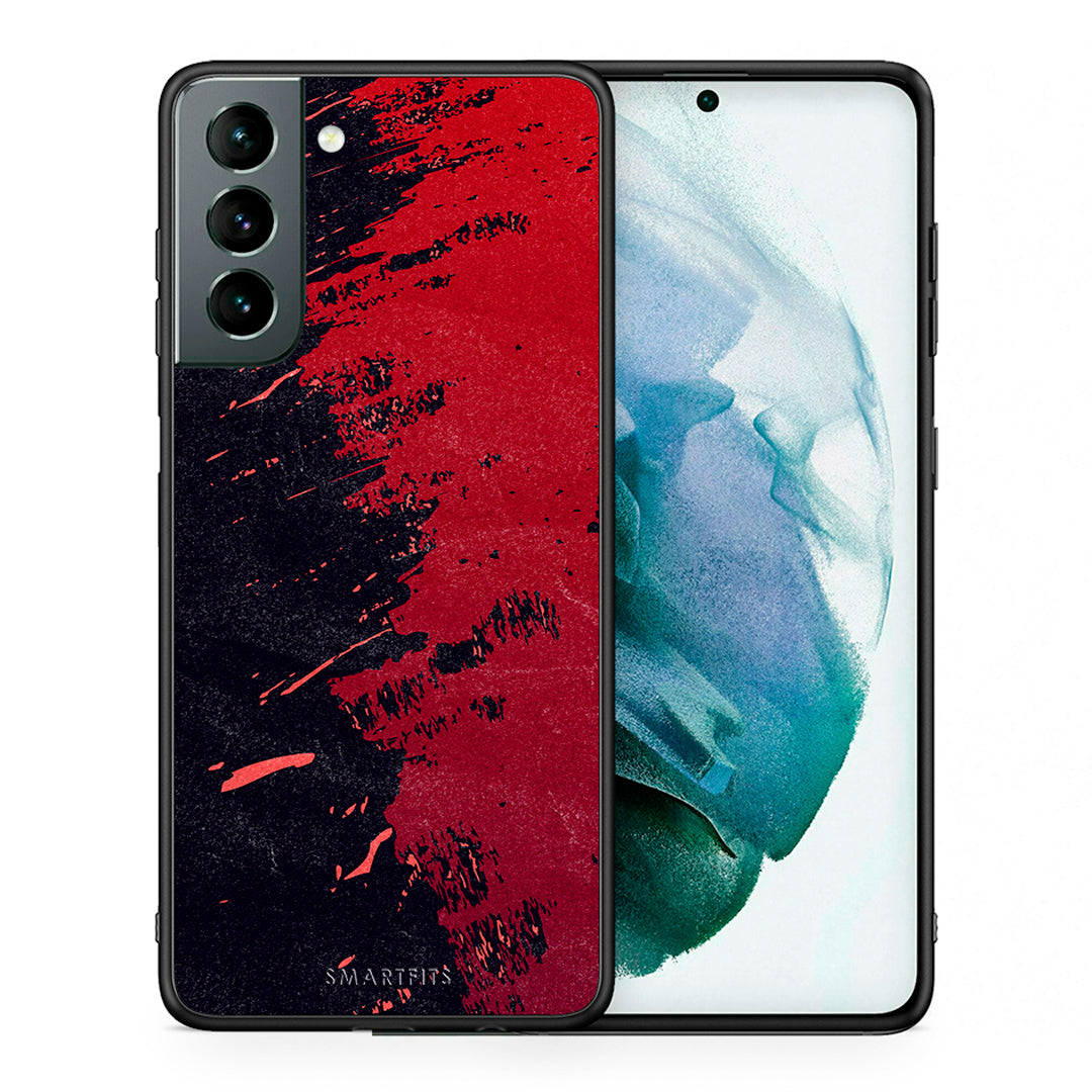 Θήκη Αγίου Βαλεντίνου Samsung S21 Red Paint από τη Smartfits με σχέδιο στο πίσω μέρος και μαύρο περίβλημα | Samsung S21 Red Paint case with colorful back and black bezels