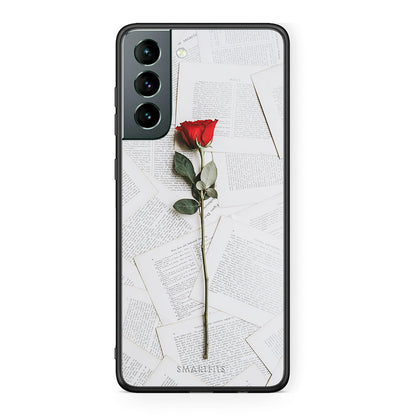 Samsung S21 Red Rose θήκη από τη Smartfits με σχέδιο στο πίσω μέρος και μαύρο περίβλημα | Smartphone case with colorful back and black bezels by Smartfits