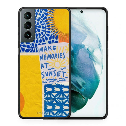 Θήκη Samsung S21 Sunset Memories από τη Smartfits με σχέδιο στο πίσω μέρος και μαύρο περίβλημα | Samsung S21 Sunset Memories case with colorful back and black bezels
