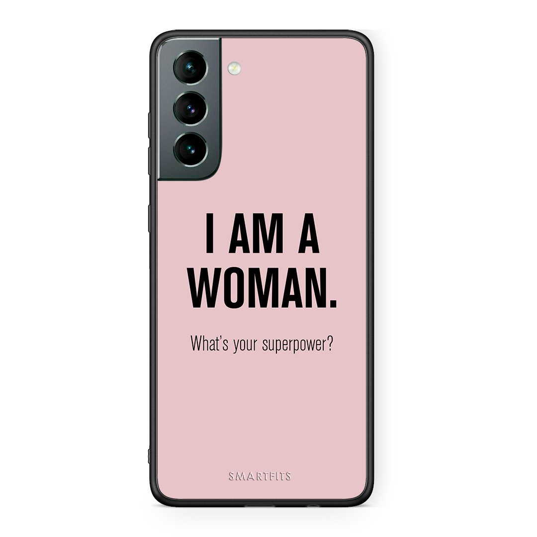 Samsung S21 Superpower Woman θήκη από τη Smartfits με σχέδιο στο πίσω μέρος και μαύρο περίβλημα | Smartphone case with colorful back and black bezels by Smartfits