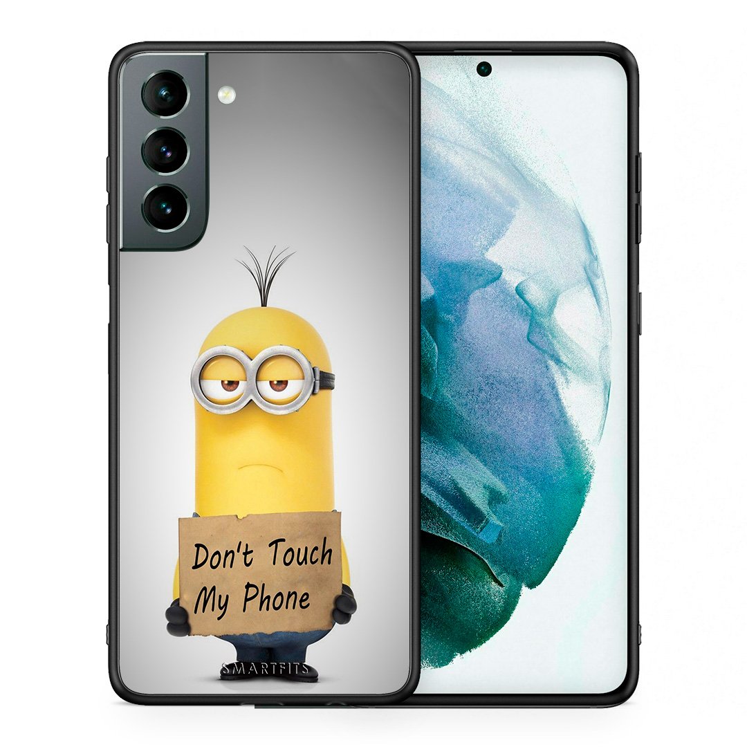 Θήκη Samsung S21 Minion Text από τη Smartfits με σχέδιο στο πίσω μέρος και μαύρο περίβλημα | Samsung S21 Minion Text case with colorful back and black bezels