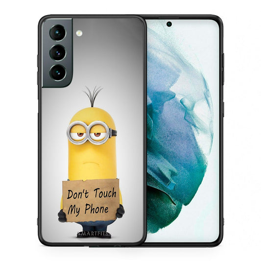 Θήκη Samsung S21 Minion Text από τη Smartfits με σχέδιο στο πίσω μέρος και μαύρο περίβλημα | Samsung S21 Minion Text case with colorful back and black bezels