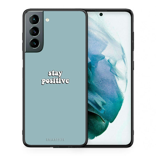 Θήκη Samsung S21 Positive Text από τη Smartfits με σχέδιο στο πίσω μέρος και μαύρο περίβλημα | Samsung S21 Positive Text case with colorful back and black bezels