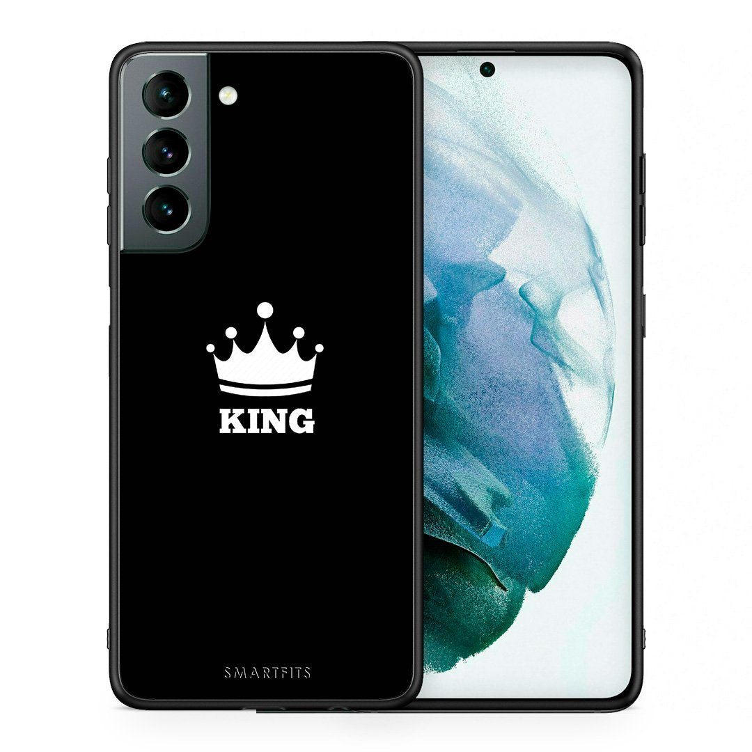 Θήκη Samsung S21 King Valentine από τη Smartfits με σχέδιο στο πίσω μέρος και μαύρο περίβλημα | Samsung S21 King Valentine case with colorful back and black bezels