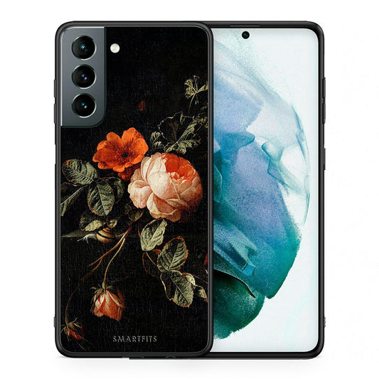 Θήκη Samsung S21 Vintage Roses από τη Smartfits με σχέδιο στο πίσω μέρος και μαύρο περίβλημα | Samsung S21 Vintage Roses case with colorful back and black bezels
