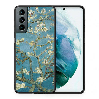 Θήκη Samsung S21 White Blossoms από τη Smartfits με σχέδιο στο πίσω μέρος και μαύρο περίβλημα | Samsung S21 White Blossoms case with colorful back and black bezels