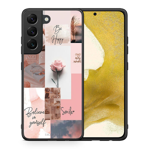 Θήκη Samsung S22 Aesthetic Collage από τη Smartfits με σχέδιο στο πίσω μέρος και μαύρο περίβλημα | Samsung S22 Aesthetic Collage case with colorful back and black bezels