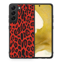 Thumbnail for Θήκη Samsung S22 Red Leopard Animal από τη Smartfits με σχέδιο στο πίσω μέρος και μαύρο περίβλημα | Samsung S22 Red Leopard Animal case with colorful back and black bezels