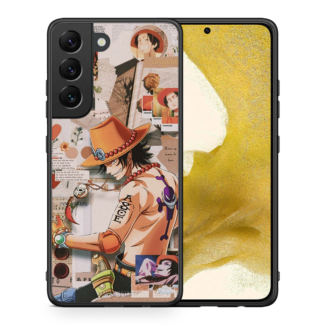 Θήκη Samsung S22 Anime Collage από τη Smartfits με σχέδιο στο πίσω μέρος και μαύρο περίβλημα | Samsung S22 Anime Collage case with colorful back and black bezels