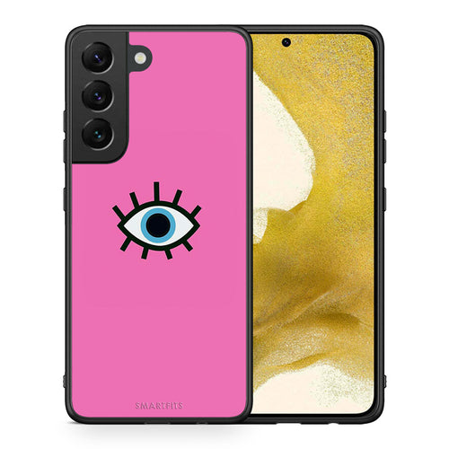 Θήκη Samsung S22 Blue Eye Pink από τη Smartfits με σχέδιο στο πίσω μέρος και μαύρο περίβλημα | Samsung S22 Blue Eye Pink case with colorful back and black bezels