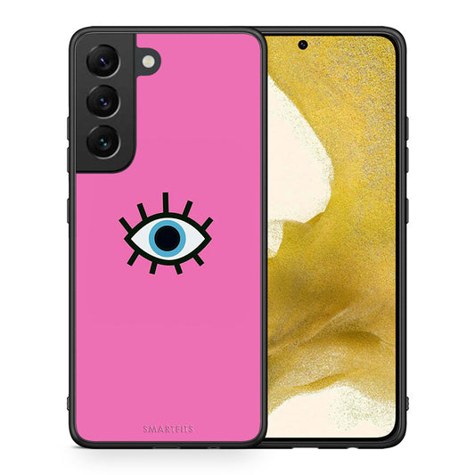 Θήκη Samsung S22 Blue Eye Pink από τη Smartfits με σχέδιο στο πίσω μέρος και μαύρο περίβλημα | Samsung S22 Blue Eye Pink case with colorful back and black bezels