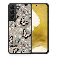 Thumbnail for Θήκη Samsung S22 Butterflies Boho από τη Smartfits με σχέδιο στο πίσω μέρος και μαύρο περίβλημα | Samsung S22 Butterflies Boho case with colorful back and black bezels