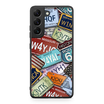 Samsung S22 Car Plates θήκη από τη Smartfits με σχέδιο στο πίσω μέρος και μαύρο περίβλημα | Smartphone case with colorful back and black bezels by Smartfits