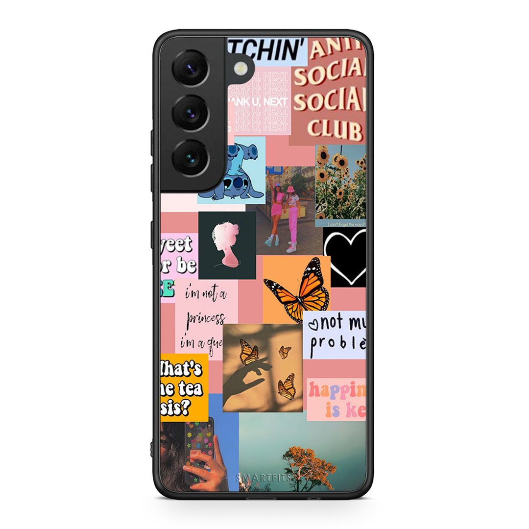 Samsung S22 Collage Bitchin Θήκη Αγίου Βαλεντίνου από τη Smartfits με σχέδιο στο πίσω μέρος και μαύρο περίβλημα | Smartphone case with colorful back and black bezels by Smartfits