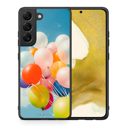 Θήκη Samsung S22 Colorful Balloons από τη Smartfits με σχέδιο στο πίσω μέρος και μαύρο περίβλημα | Samsung S22 Colorful Balloons case with colorful back and black bezels