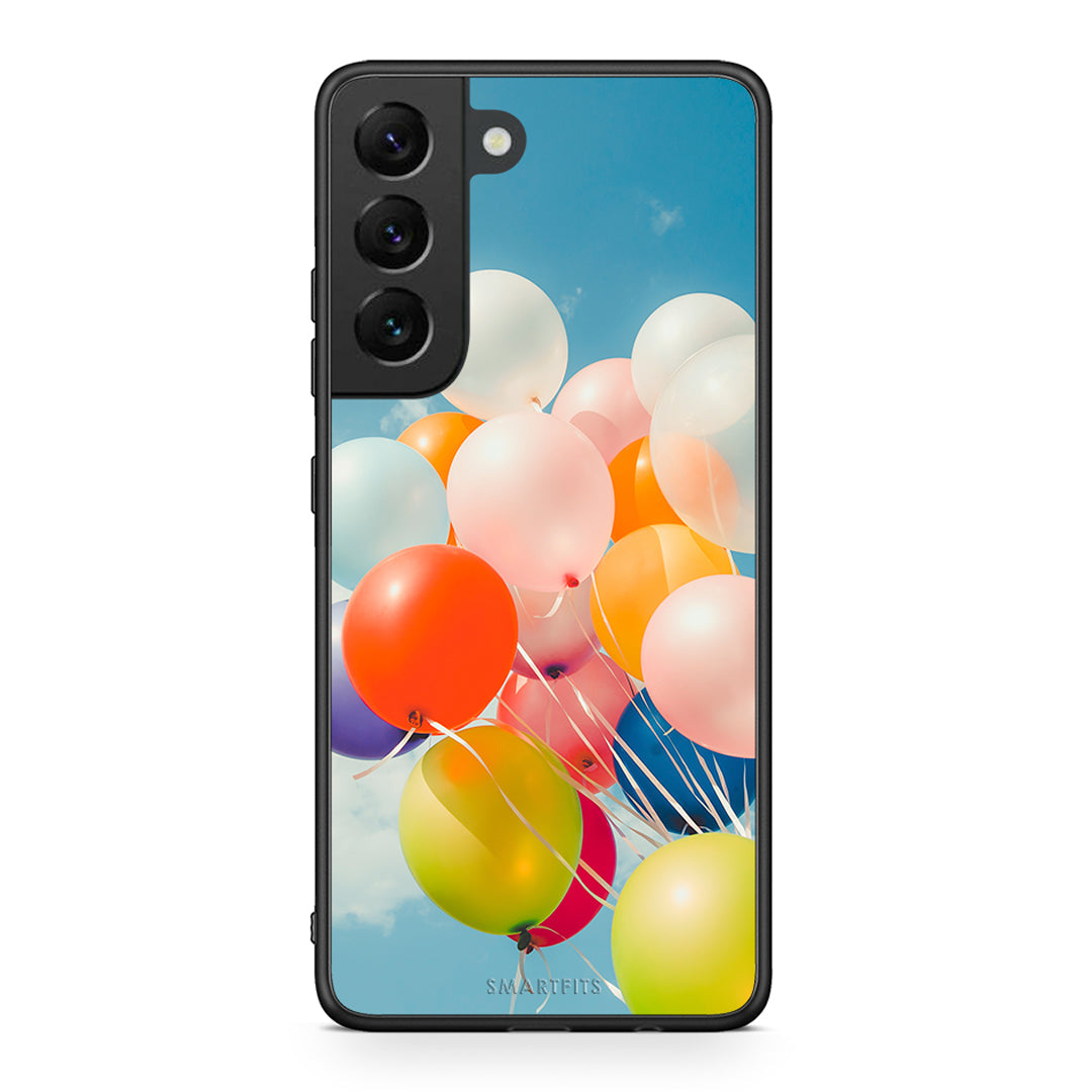 Samsung S22 Colorful Balloons θήκη από τη Smartfits με σχέδιο στο πίσω μέρος και μαύρο περίβλημα | Smartphone case with colorful back and black bezels by Smartfits