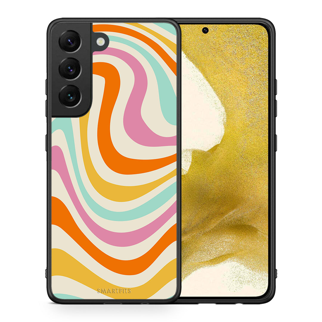 Θήκη Samsung S22 Colourful Waves από τη Smartfits με σχέδιο στο πίσω μέρος και μαύρο περίβλημα | Samsung S22 Colourful Waves case with colorful back and black bezels