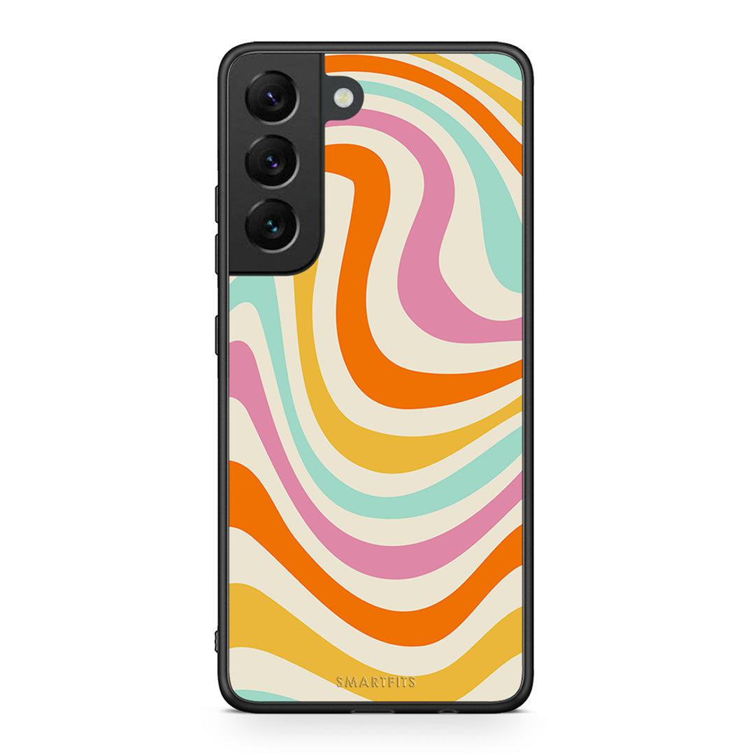 Samsung S22 Colourful Waves θήκη από τη Smartfits με σχέδιο στο πίσω μέρος και μαύρο περίβλημα | Smartphone case with colorful back and black bezels by Smartfits