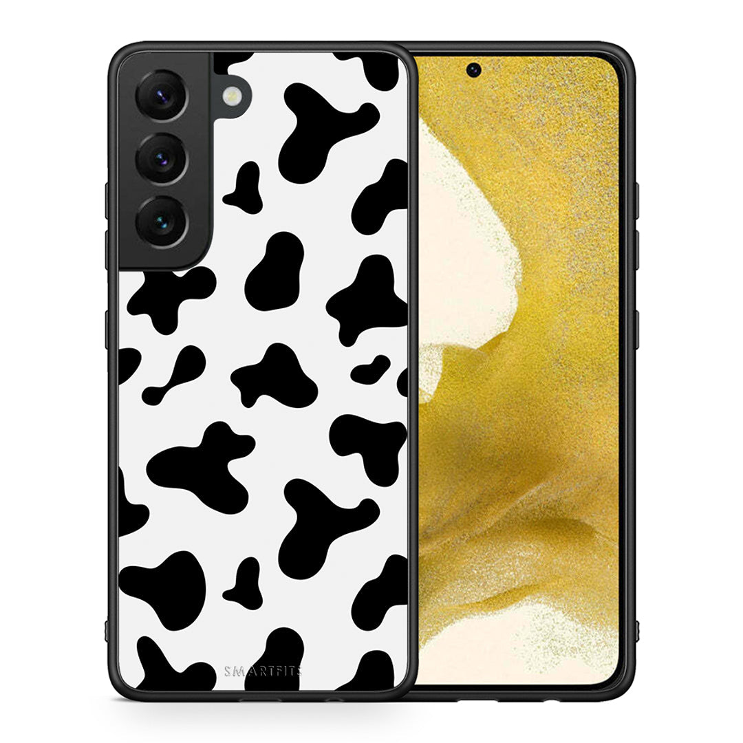 Θήκη Samsung S22 Cow Print από τη Smartfits με σχέδιο στο πίσω μέρος και μαύρο περίβλημα | Samsung S22 Cow Print case with colorful back and black bezels