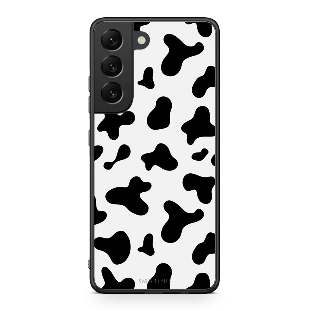 Samsung S22 Cow Print θήκη από τη Smartfits με σχέδιο στο πίσω μέρος και μαύρο περίβλημα | Smartphone case with colorful back and black bezels by Smartfits