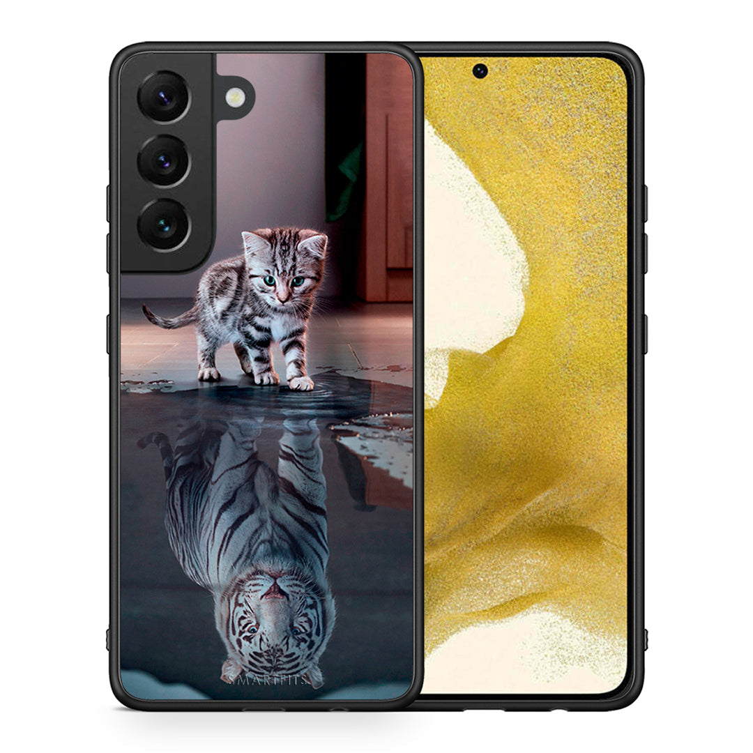 Θήκη Samsung S22 Tiger Cute από τη Smartfits με σχέδιο στο πίσω μέρος και μαύρο περίβλημα | Samsung S22 Tiger Cute case with colorful back and black bezels