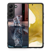Thumbnail for Θήκη Samsung S22 Tiger Cute από τη Smartfits με σχέδιο στο πίσω μέρος και μαύρο περίβλημα | Samsung S22 Tiger Cute case with colorful back and black bezels