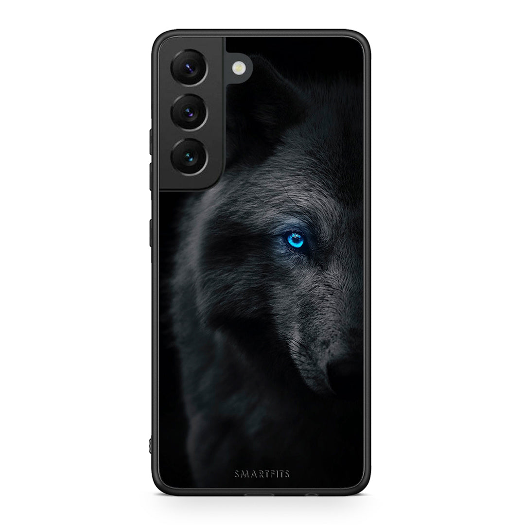 Samsung S22 Dark Wolf θήκη από τη Smartfits με σχέδιο στο πίσω μέρος και μαύρο περίβλημα | Smartphone case with colorful back and black bezels by Smartfits