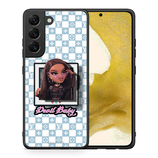 Θήκη Αγίου Βαλεντίνου Samsung S22 Devil Baby από τη Smartfits με σχέδιο στο πίσω μέρος και μαύρο περίβλημα | Samsung S22 Devil Baby case with colorful back and black bezels