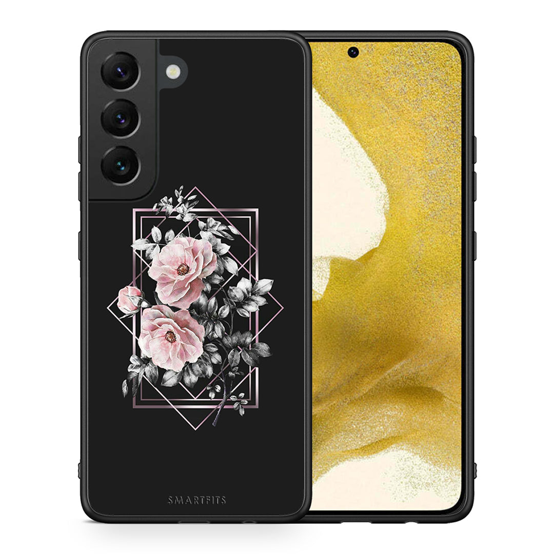 Θήκη Samsung S22 Frame Flower από τη Smartfits με σχέδιο στο πίσω μέρος και μαύρο περίβλημα | Samsung S22 Frame Flower case with colorful back and black bezels