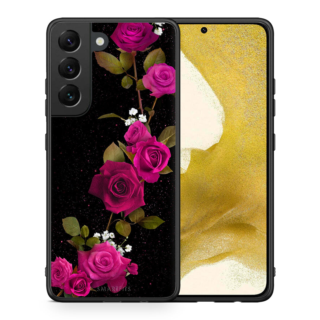 Θήκη Samsung S22 Red Roses Flower από τη Smartfits με σχέδιο στο πίσω μέρος και μαύρο περίβλημα | Samsung S22 Red Roses Flower case with colorful back and black bezels