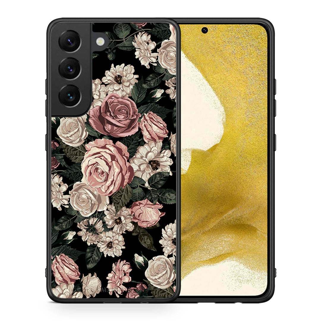 Θήκη Samsung S22 Wild Roses Flower από τη Smartfits με σχέδιο στο πίσω μέρος και μαύρο περίβλημα | Samsung S22 Wild Roses Flower case with colorful back and black bezels
