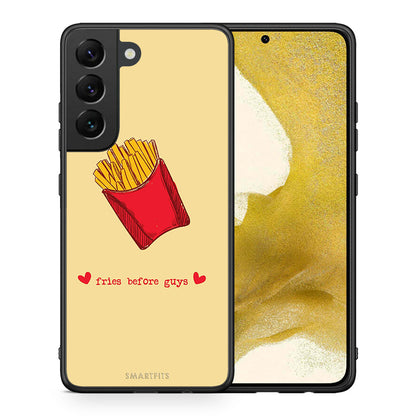 Θήκη Αγίου Βαλεντίνου Samsung S22 Fries Before Guys από τη Smartfits με σχέδιο στο πίσω μέρος και μαύρο περίβλημα | Samsung S22 Fries Before Guys case with colorful back and black bezels