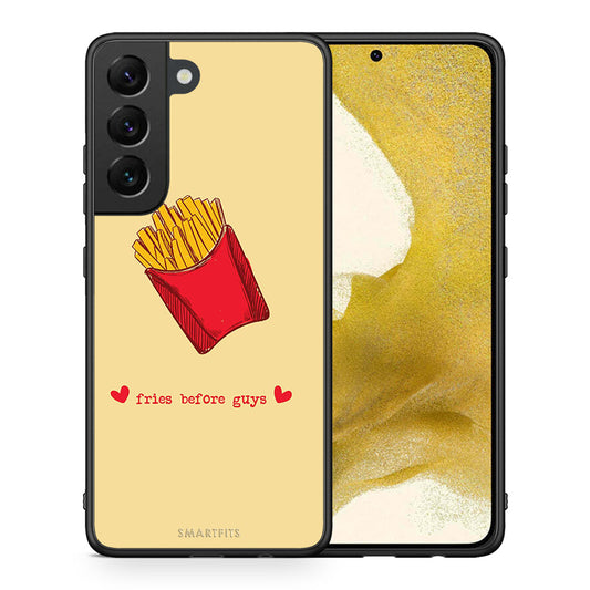 Θήκη Αγίου Βαλεντίνου Samsung S22 Fries Before Guys από τη Smartfits με σχέδιο στο πίσω μέρος και μαύρο περίβλημα | Samsung S22 Fries Before Guys case with colorful back and black bezels