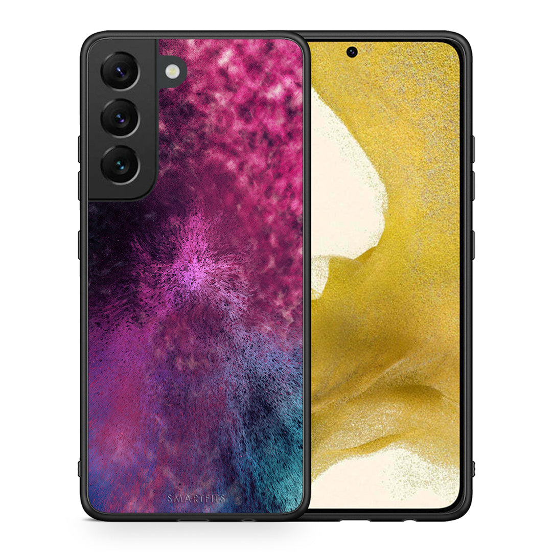 Θήκη Samsung S22 Aurora Galaxy από τη Smartfits με σχέδιο στο πίσω μέρος και μαύρο περίβλημα | Samsung S22 Aurora Galaxy case with colorful back and black bezels